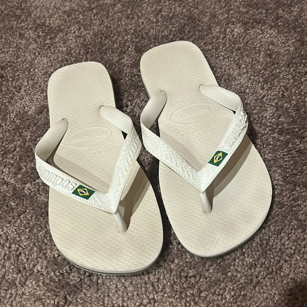 Havaianas unisex white rubber flip-flops